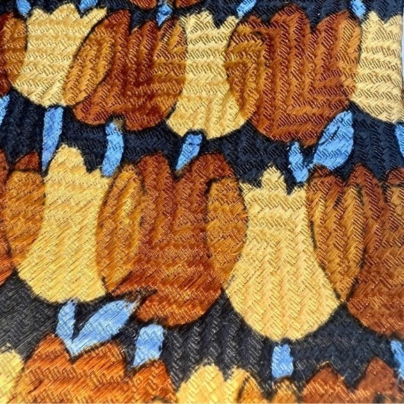 Ermenegildo Zegna 100% Silk Rust Brown Gold Blue Men's Necktie Tie Autumn Fall - Picture 6 of 11